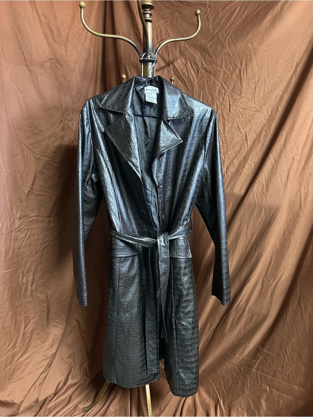 Faux Croc Vintage Belted Trenchcoat